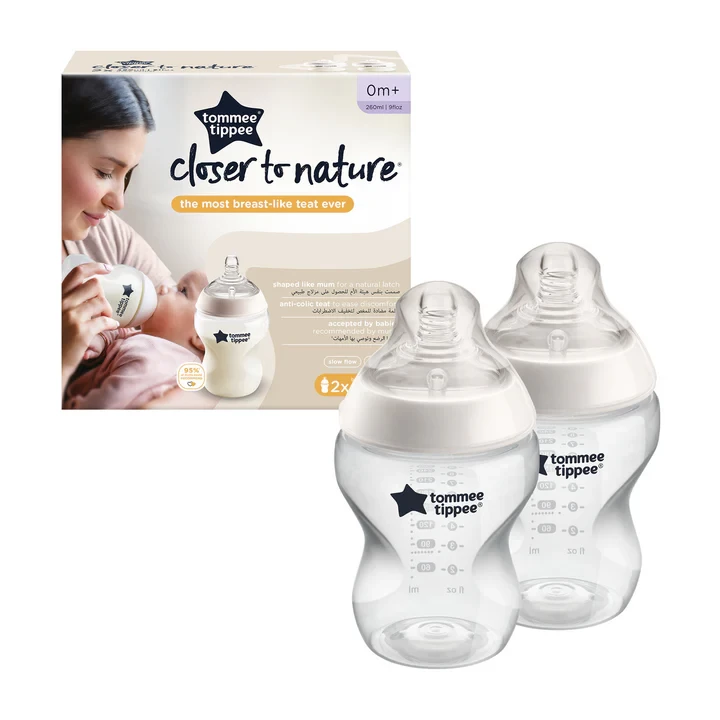 Tommee Tippee - Closer To Nature Feeding Bottle - Pack of 2 x 260ml - Clear