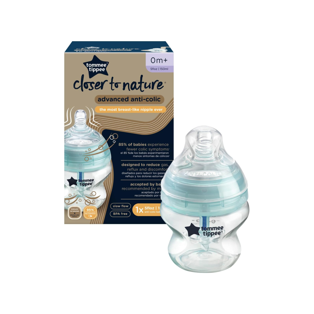 Tommee Tippee Advanced Anti-Colic Baby Feeding Bottles – 5 Ounce, Clear, 1 Count