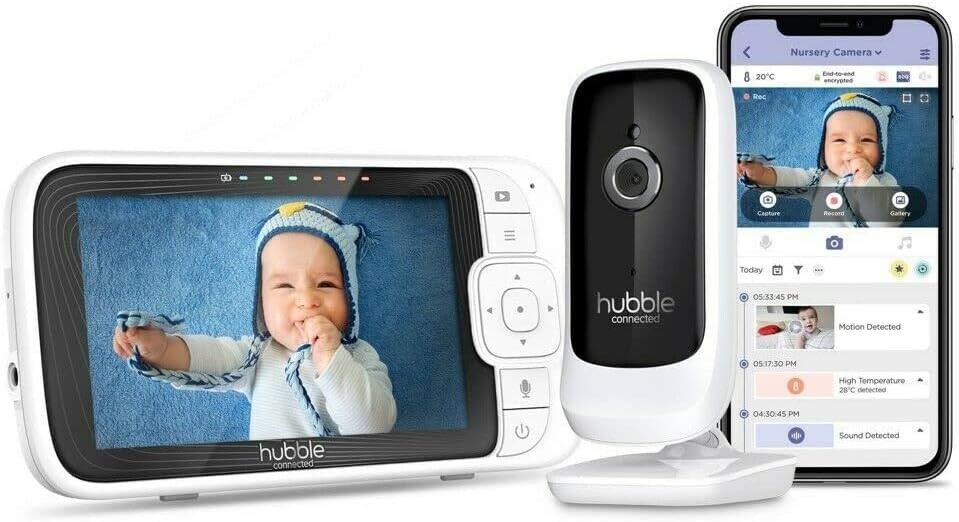 Hubble Nursery Pal Link Premium - 5-Inch Smart Security Baby Monitor, Single Camera