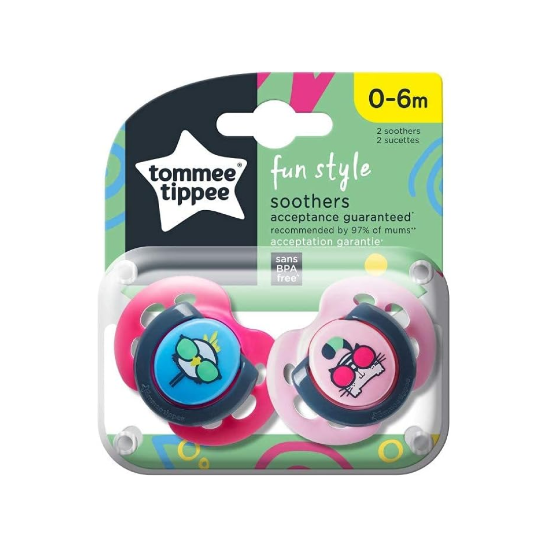 Tommee Tippee Fun Style Soother, 0-6 Months, Pack Of 2